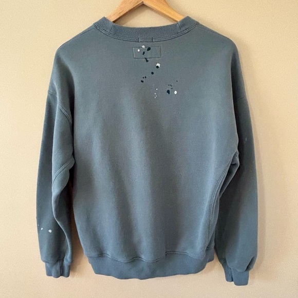 Abercrombie & Fitch| Cozy Oversized Green Distressed Embroidered Fleece Top Sz S - Picture 3 of 5